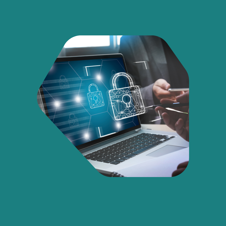 blue and orange modern cyber security services poster